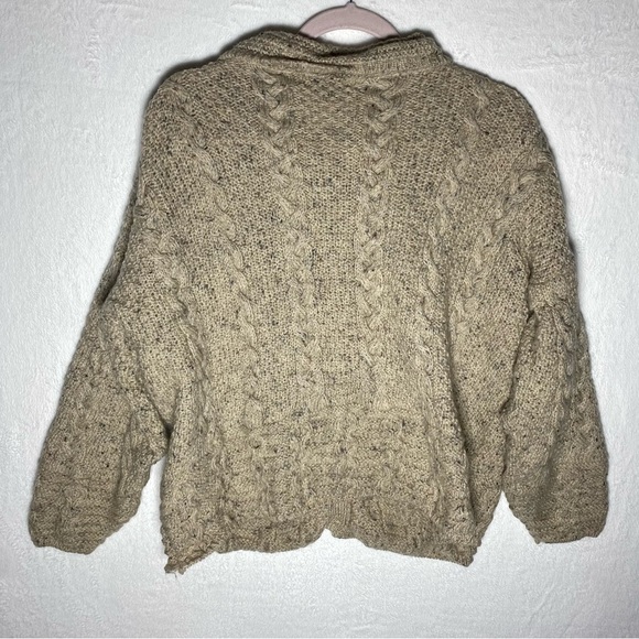 Highland Home Industries British Wool Cardigan Sweater Oatmeal Speckle Size‎ L - Picture 8 of 9